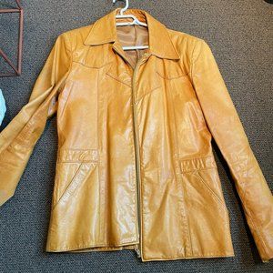 Vintage 70s leather zip-up jacket with collar (XS-L)